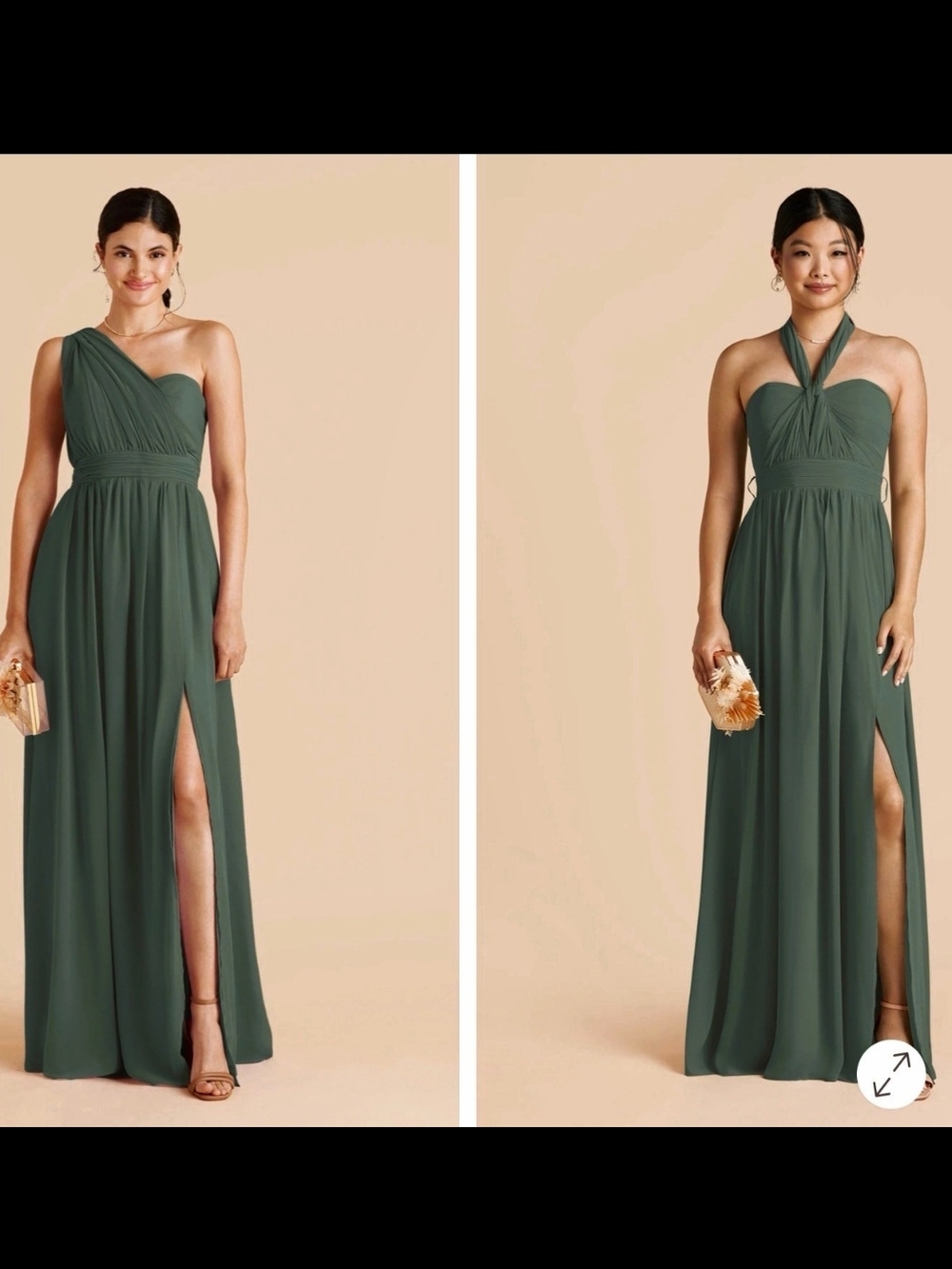 Convertable Olive Green Evening Gown Dress